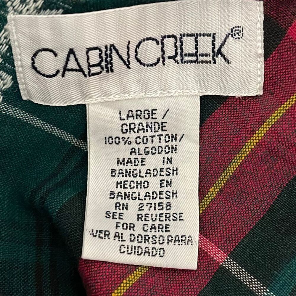 Cabin Creek Vintage Cotton Button Up Plaid Shirt size L - Picture 10 of 12